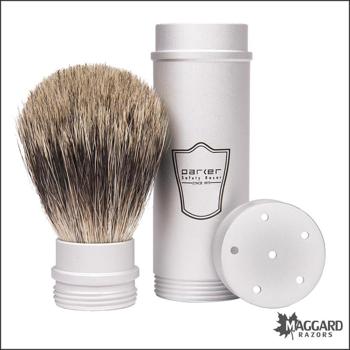 Parker-Aluminum-Handle-Pure-Badger-Travel-Shaving-Brush-2