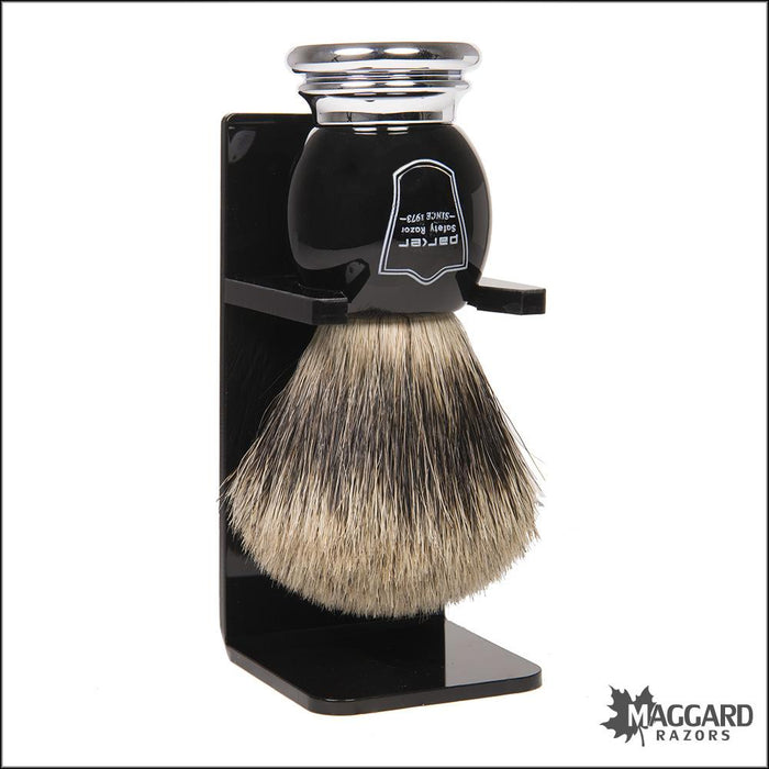Parker-BCPB-Black-and-Chrome-Handle-Pure-Badger-Shaving-Brush-with-Stand-22mm-1