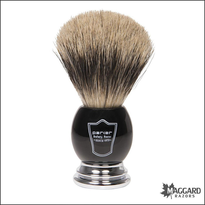 Parker-BCPB-Black-and-Chrome-Handle-Pure-Badger-Shaving-Brush-with-Stand-22mm-2