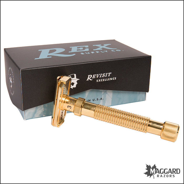 Rex Supply Co. Ambassador XL Adjustable Deluxe Gold DE Razor