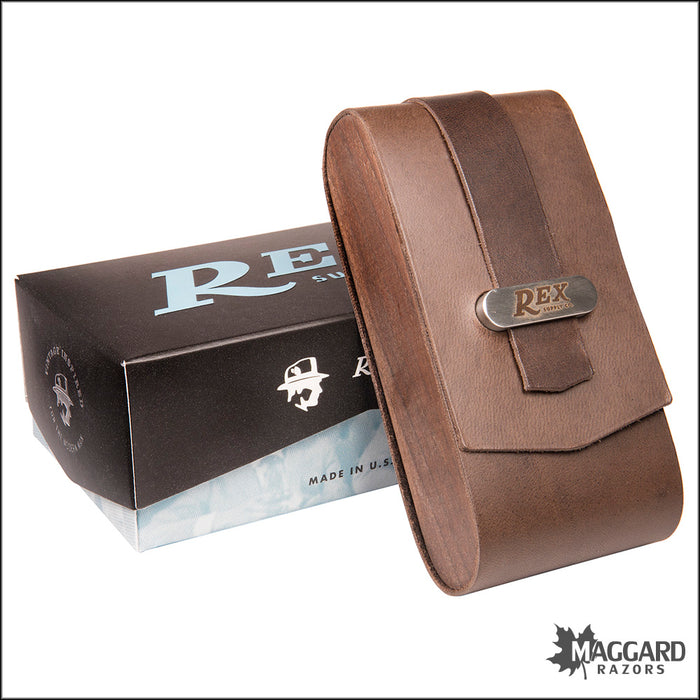 Rex Supply Co. Ambassador XL Leather and Black Walnut DE Safety Razor Case