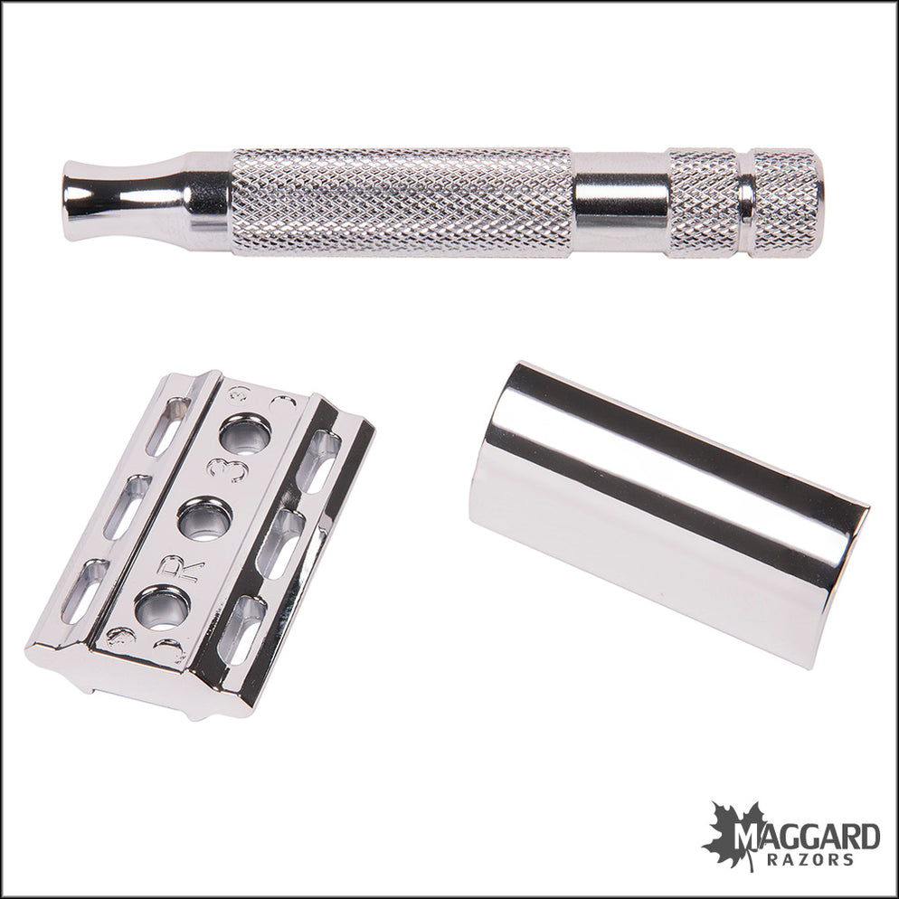 White Razor Rockwell Razors 2C White Chrome Adjustable DE Safety Razor — Maggard Razors