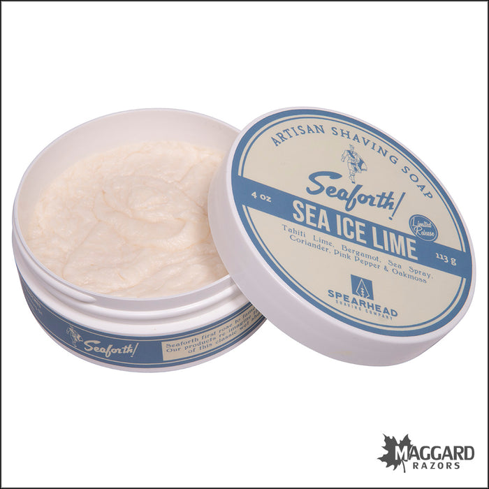 Spearhead Shaving Co. Seaforth Sea Ice Lime Artisan Shaving Soap, 4oz - Highland Soap Base