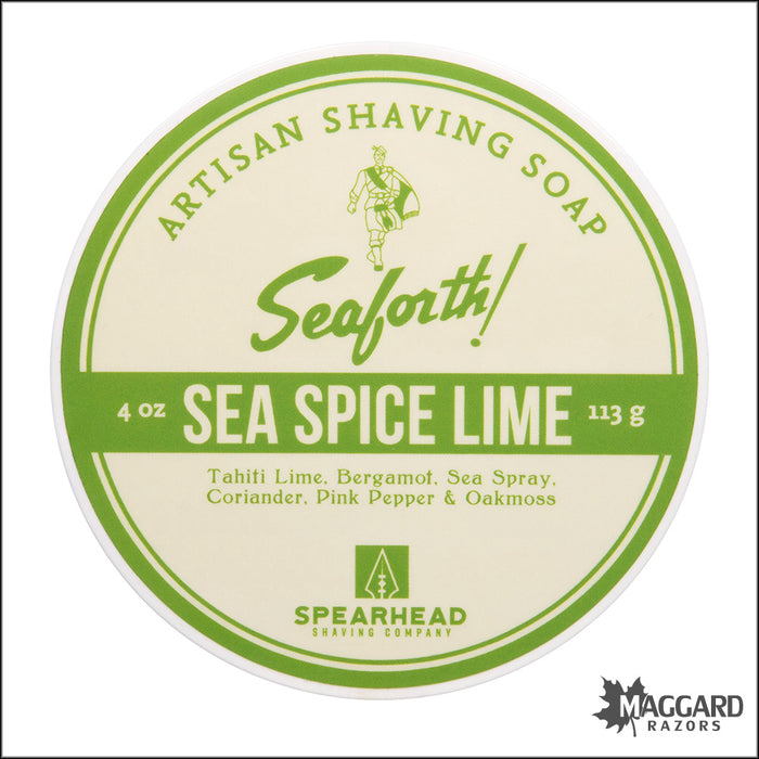 Spearhead Shaving Co. Seaforth Sea Spice Lime Artisan Tallow Based Shaving Soap, 4oz