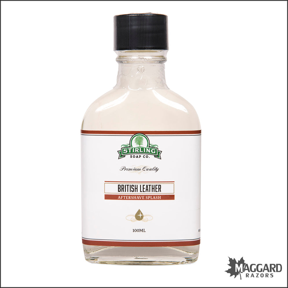 Stirling Soap Co. British Leather Aftershave Splash, 100ml — Maggard Razors
