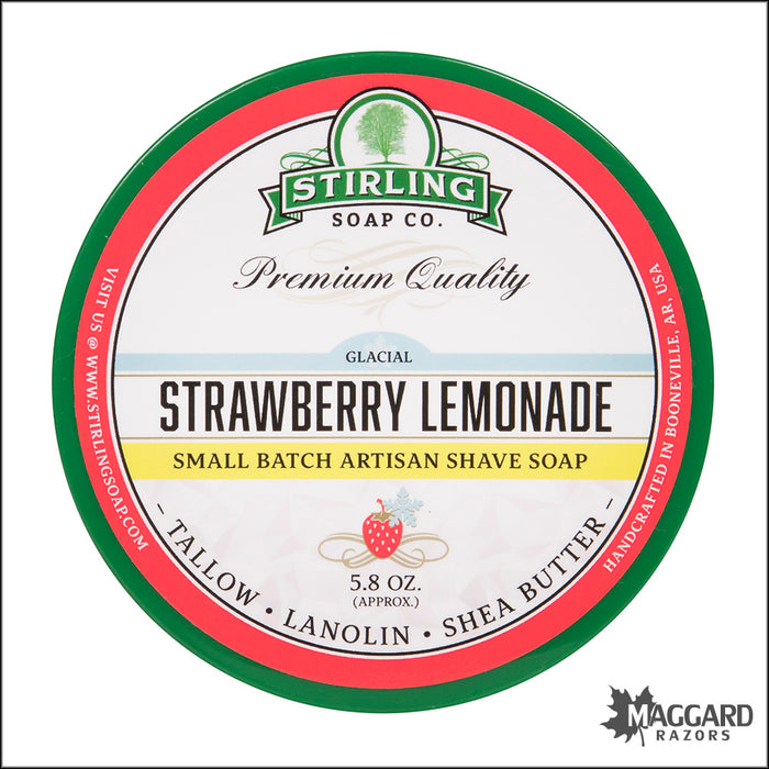 Stirling Soap Co. Glacial Strawberry Lemonade Artisan Shaving Soap, 5.8oz