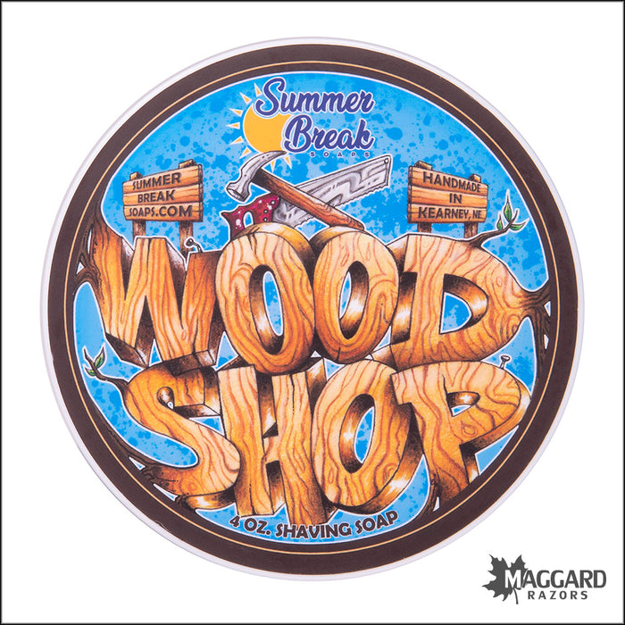 Summer Break Soaps Woodshop Artisan Shaving Soap, 4oz