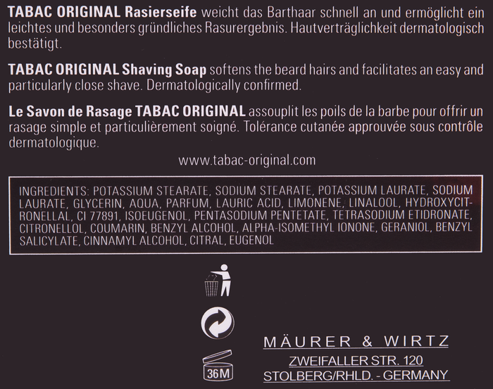 Tabac Original Shaving Soap Refill, 4.4oz Puck