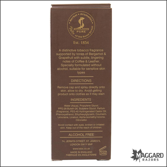 Maggard Tobacco of 50ml Bond — Free Taylor Old Razors Street Aftershave, Alcohol Leaf