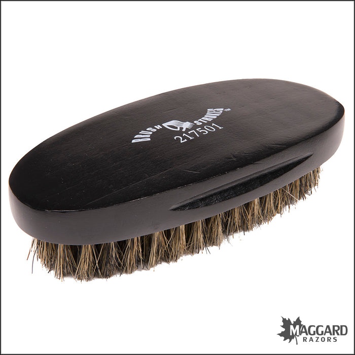 Texas Beard Co. Military Style Soft Boar Bristle Brush, Black Handle
