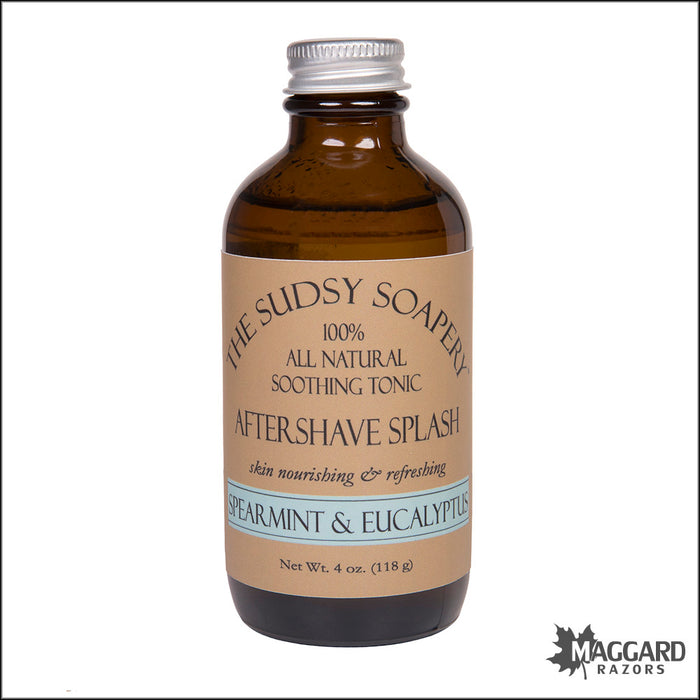 The Sudsy Soapery Spearmint and Eucalyptus Aftershave Splash, 4oz - Alcohol Free