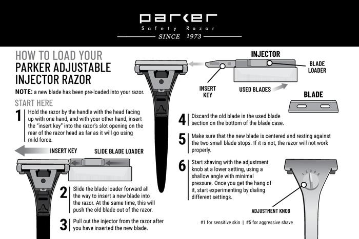 Parker Adjustable Single Edge Injector Razor, Stainless Steel - Version 3