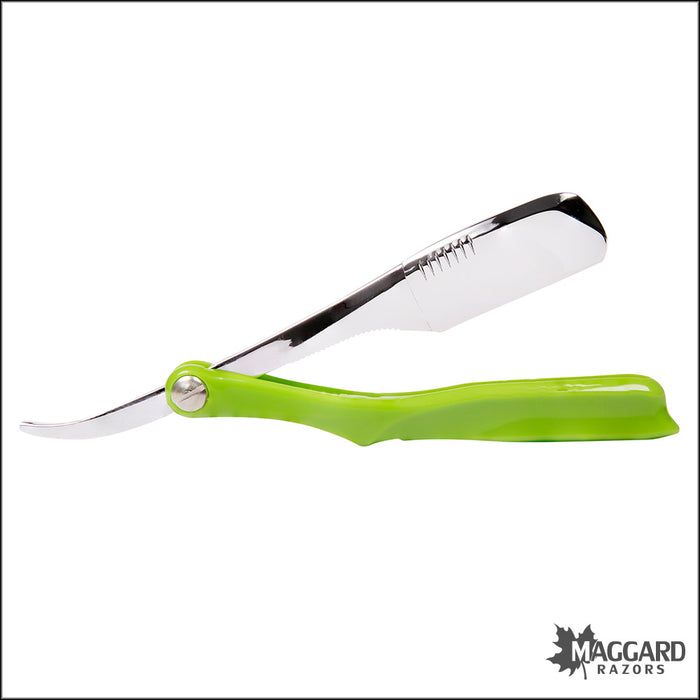 Shavette - Green Plastic Handle with HD Leather Travel Case (Injector or Half-DE Blades)