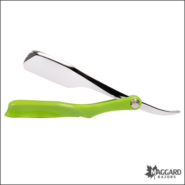 Shavette - Green Plastic Handle with HD Leather Travel Case (Injector or Half-DE Blades)