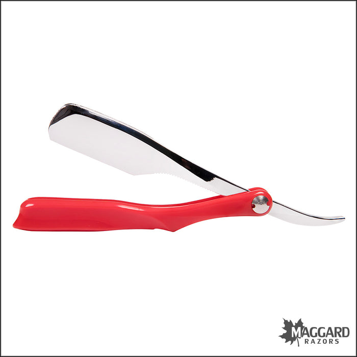 Shavette - Red Plastic Handle with HD Leather Travel Case (Injector or Half-DE Blades)